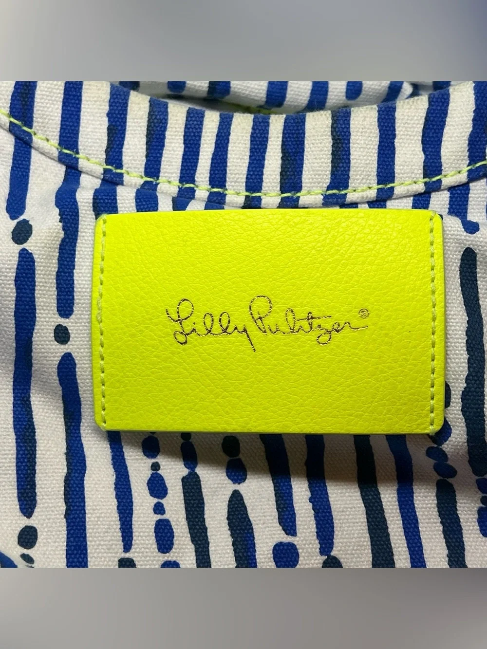 Lilly Pulitzer Navy Stripe Neon Pink turtles & Gold Hobo Tote